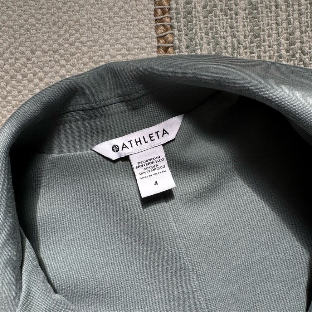 Athleta Eastbound Minimalist Seafoam Sage Green Open Front Blazer Women’s Size 4 - Picture 11 of 13